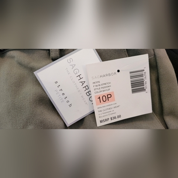 NWT $36 Women's Bayleaf Green Sag Harbor Petite Stretch Pants Size 10P New Tags! - Picture 7 of 10